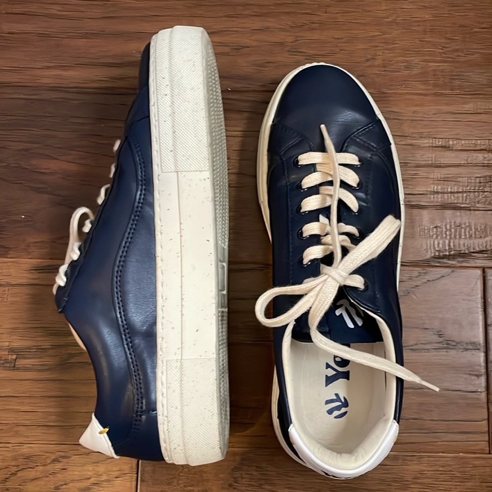 Soludos Yebo Vegan Leather Sneaker Blue White Womens size  8.5